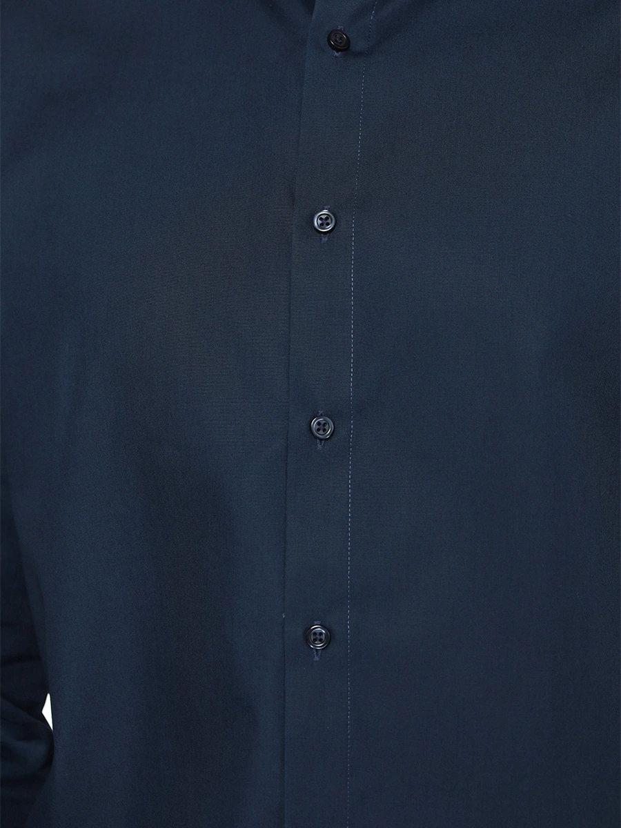 Рубашка из хлопка прямого кроя темно-синего цвета